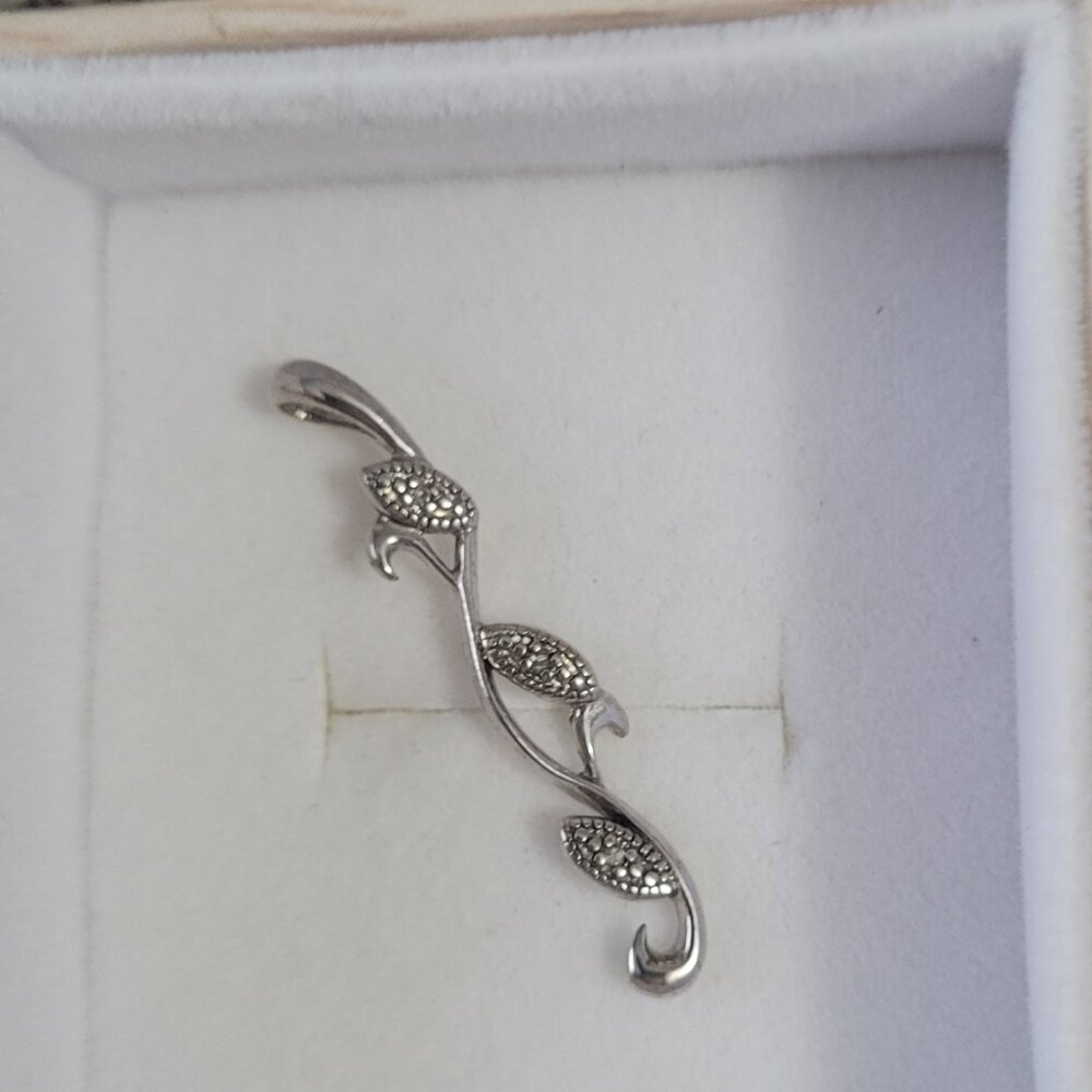 Diamond Sterling Silver Leaf Pendant